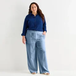 St. John's Bay Womens Plus Wide Leg Pull-On Pant
