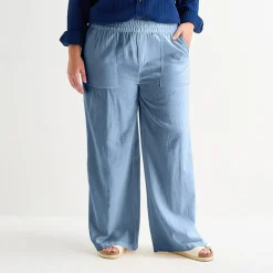 St. John's Bay Womens Plus Wide Leg Pull-On Pant