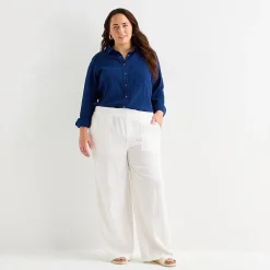 St. John's Bay Womens Plus Wide Leg Pull-On Pant