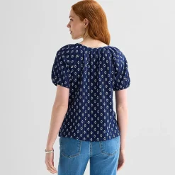 St. John's Bay Womens Round Neck Short Sleeve Regular Fit Button-Down Shirt