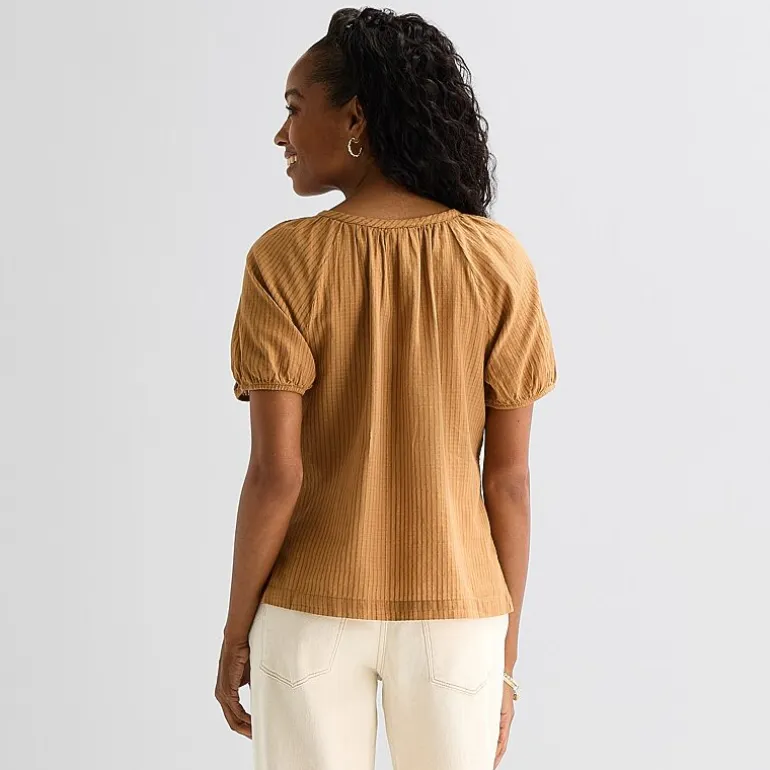 St. John's Bay Womens Round Neck Short Sleeve Regular Fit Button-Down Shirt