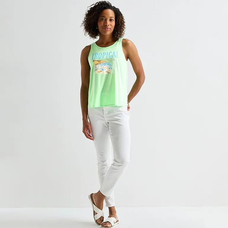 St. John's Bay Womens Round Neck Sleeveless Tank Top