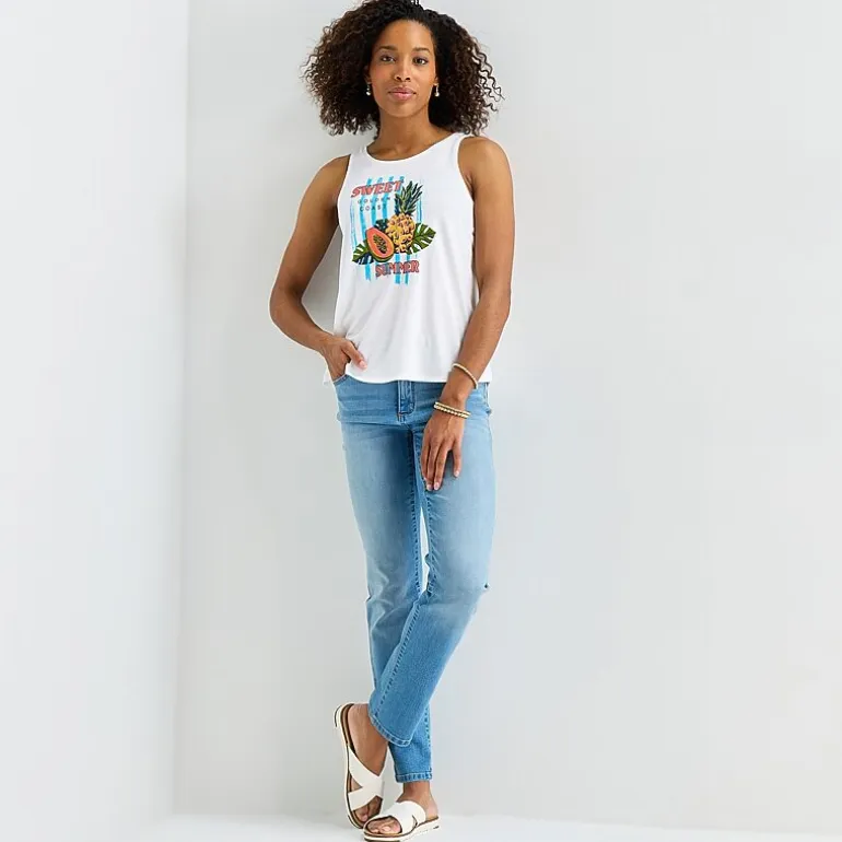 St. John's Bay Womens Round Neck Sleeveless Tank Top