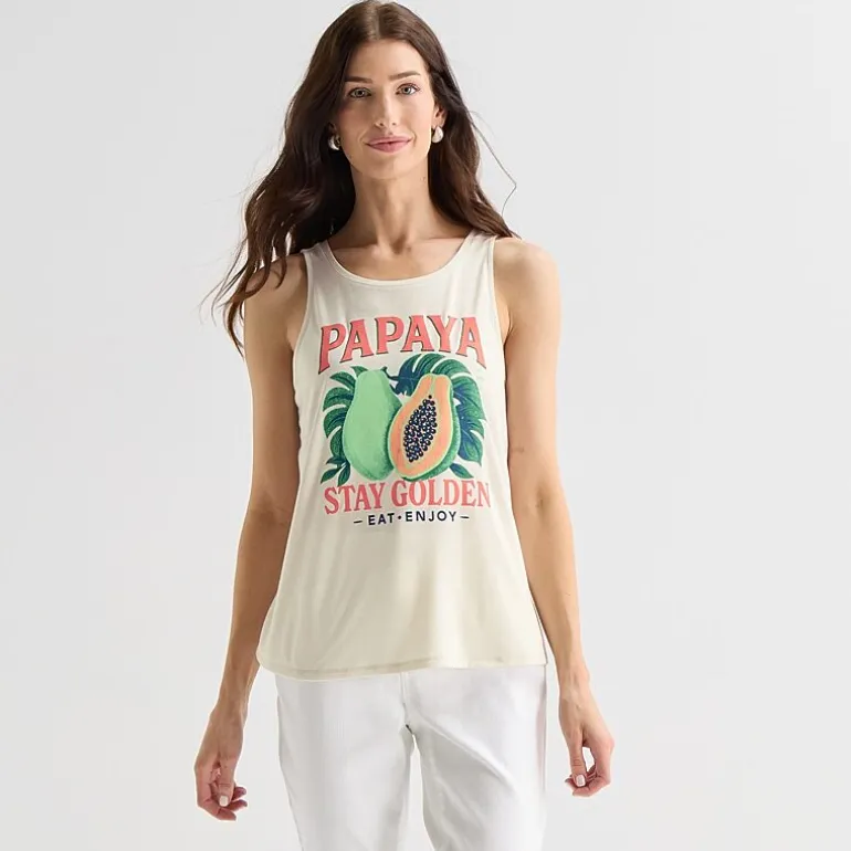 St. John's Bay Womens Round Neck Sleeveless Tank Top