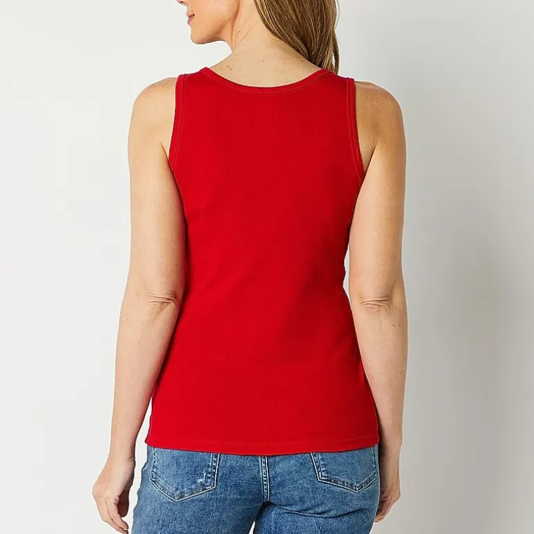 St. John's Bay Womens Scoop Neck Sleeveless Tank Top