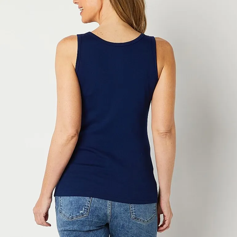 St. John's Bay Womens Scoop Neck Sleeveless Tank Top