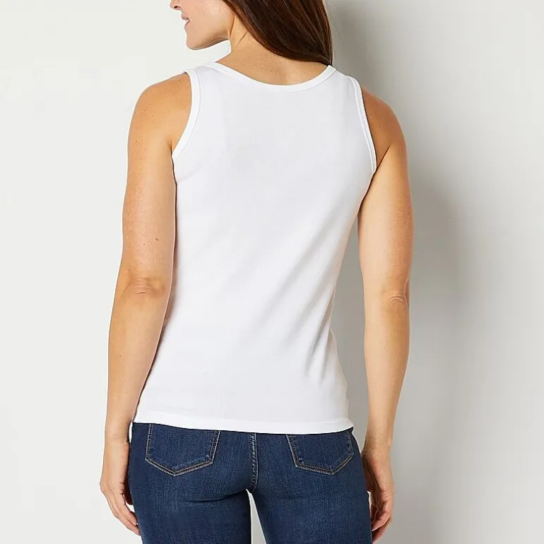St. John's Bay Womens Scoop Neck Sleeveless Tank Top