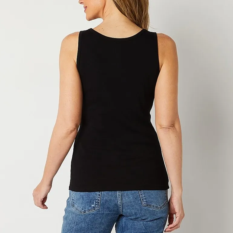 St. John's Bay Womens Scoop Neck Sleeveless Tank Top