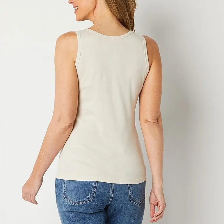 St. John's Bay Womens Scoop Neck Sleeveless Tank Top