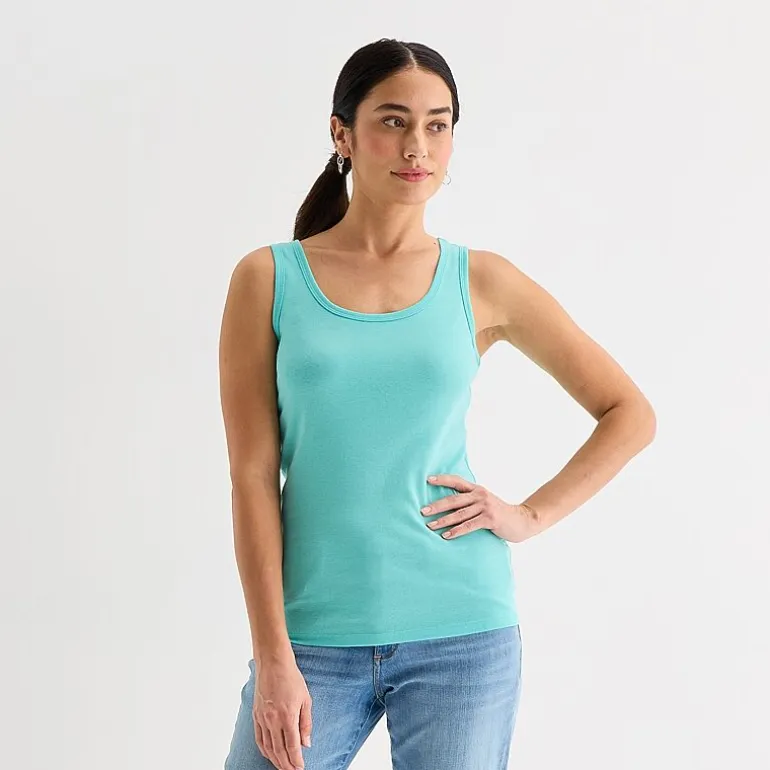 St. John's Bay Womens Scoop Neck Sleeveless Tank Top