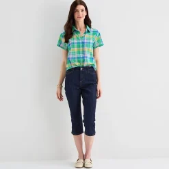 St. John's Bay Womens Short Sleeve Regular Fit Button-Down Shirt