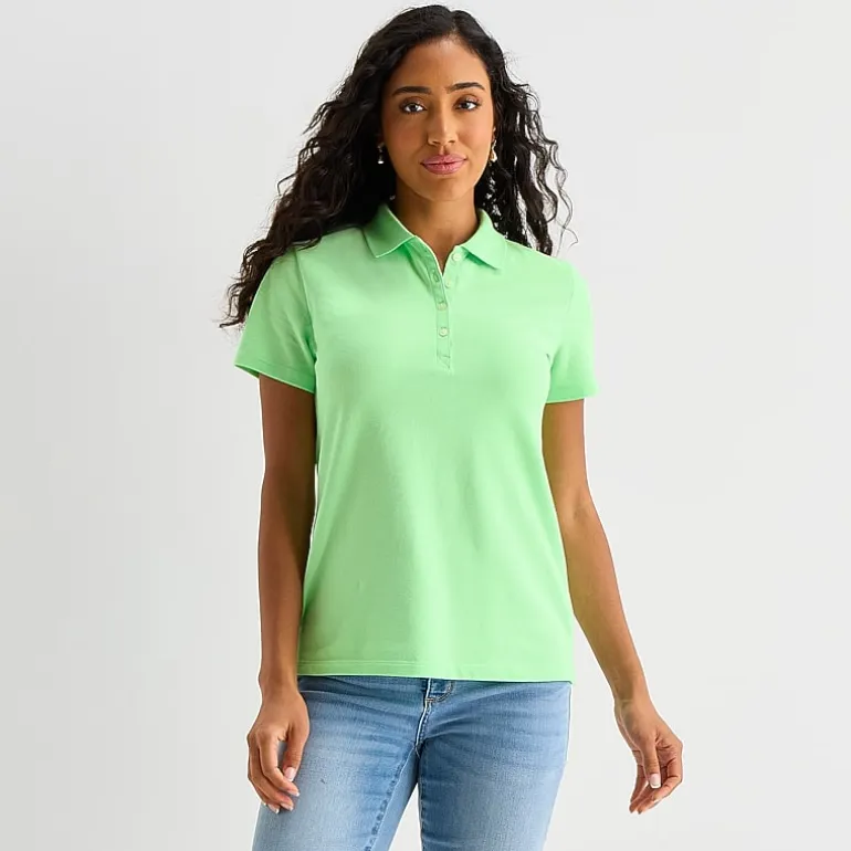 St. John's Bay Womens Short Sleeve Polo Shirt