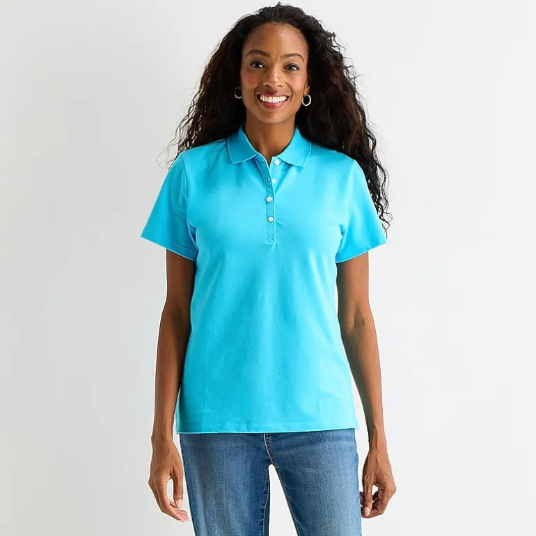 St. John's Bay Womens Short Sleeve Polo Shirt