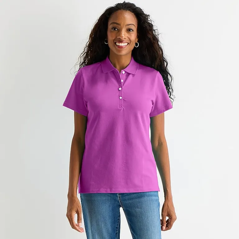 St. John's Bay Womens Short Sleeve Polo Shirt