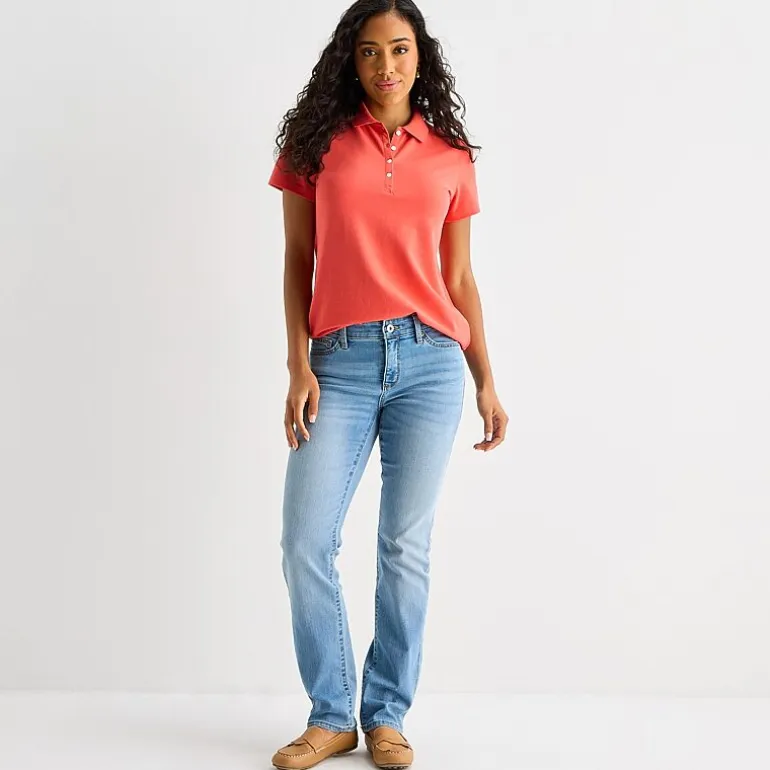 St. John's Bay Womens Short Sleeve Polo Shirt