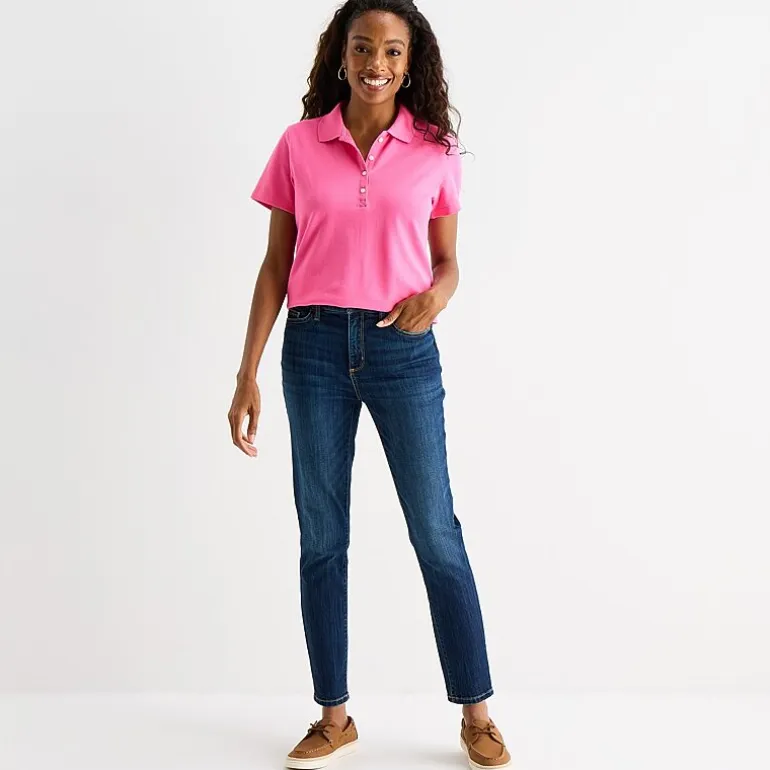 St. John's Bay Womens Short Sleeve Polo Shirt