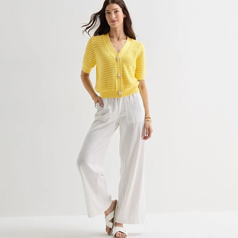 St. John's Bay Womens Short Sleeve Button Cardigan