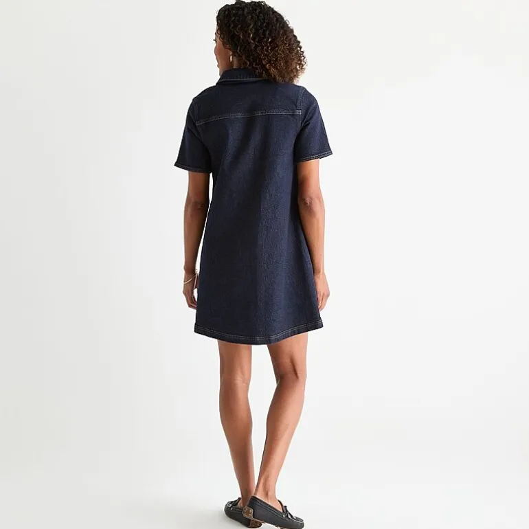 St. John's Bay Womens Short Sleeve A-Line Denim Dress