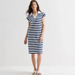 St. John's Bay Womens Short Sleeve Midi Striped Shirt Dress
