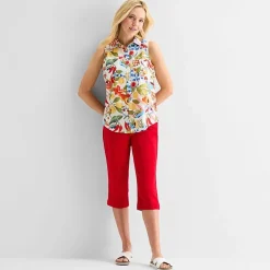 St. John's Bay Womens Sleeveless Regular Fit Button-Down Shirt