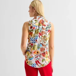 St. John's Bay Womens Sleeveless Regular Fit Button-Down Shirt