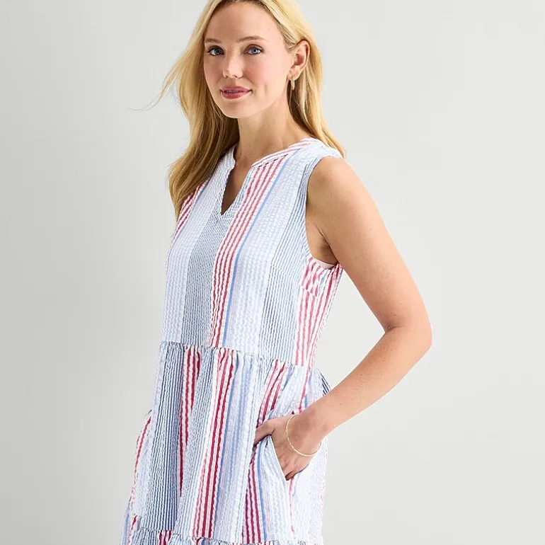 St. John's Bay Womens Sleeveless Striped A-Line Dress