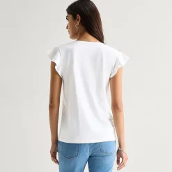 St. John's Bay Womens Split Crew Neck Short Sleeve Blouse