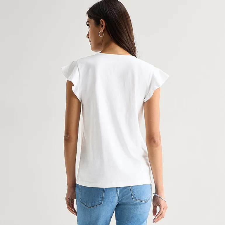 St. John's Bay Womens Split Crew Neck Short Sleeve Blouse
