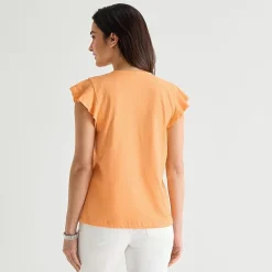 St. John's Bay Womens Split Crew Neck Short Sleeve Blouse