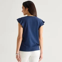 St. John's Bay Womens Split Crew Neck Short Sleeve Blouse