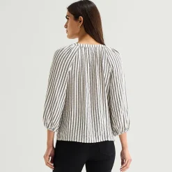 St. John's Bay Womens Split Tie Neck 3/4 Sleeve Blouse
