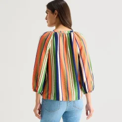 St. John's Bay Womens Split Tie Neck 3/4 Sleeve Blouse