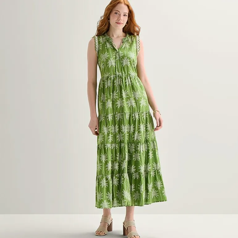 St. John's Bay Womens Split Tie Neck Sleeveless A-Line Dress