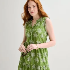 St. John's Bay Womens Split Tie Neck Sleeveless A-Line Dress
