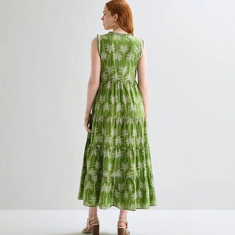 St. John's Bay Womens Split Tie Neck Sleeveless A-Line Dress