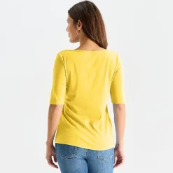 St. John's Bay Womens Tall Boat Neck Elbow Sleeve T-Shirt