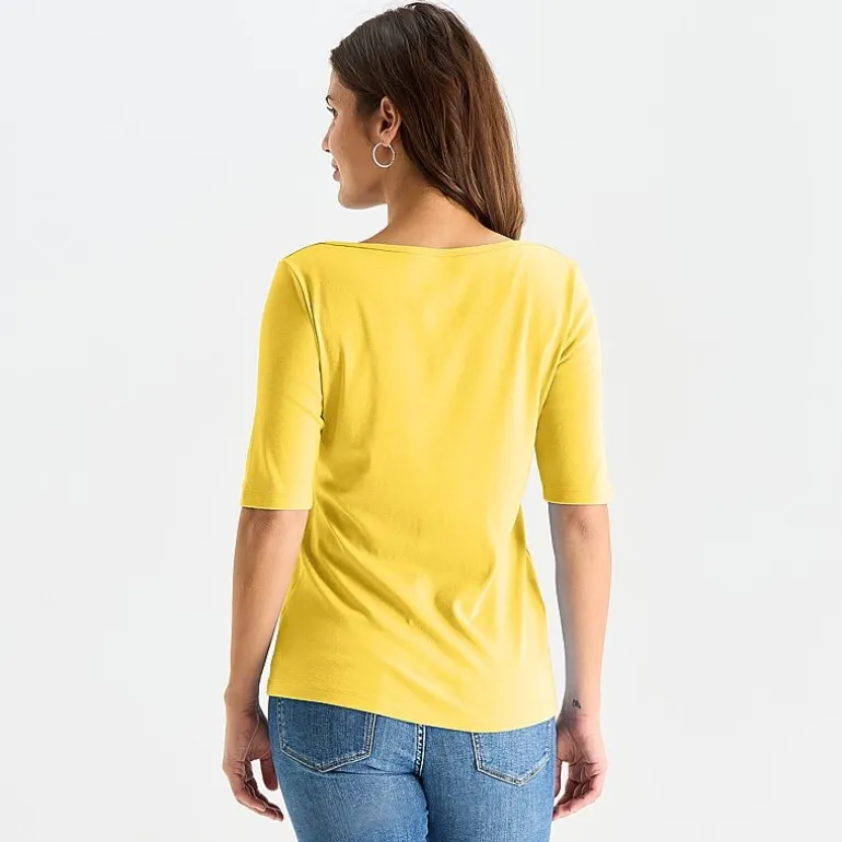 St. John's Bay Womens Tall Boat Neck Elbow Sleeve T-Shirt