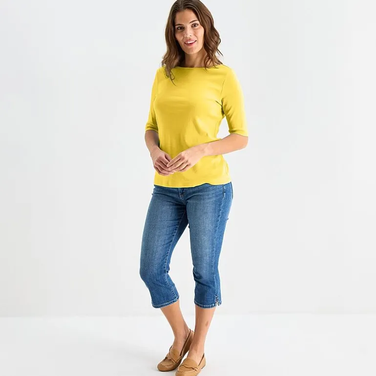 St. John's Bay Womens Tall Boat Neck Elbow Sleeve T-Shirt