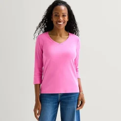 St. John's Bay Womens Tall Crew Neck 3/4 Sleeve T-Shirt