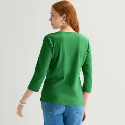 St. John's Bay Womens Tall Crew Neck 3/4 Sleeve T-Shirt