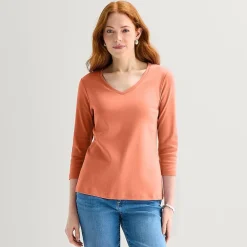 St. John's Bay Womens Tall Crew Neck 3/4 Sleeve T-Shirt