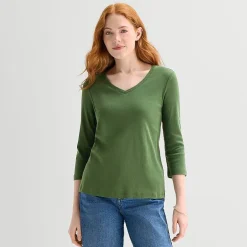 St. John's Bay Womens Tall Crew Neck 3/4 Sleeve T-Shirt