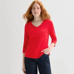 St. John's Bay Womens Tall Crew Neck 3/4 Sleeve T-Shirt