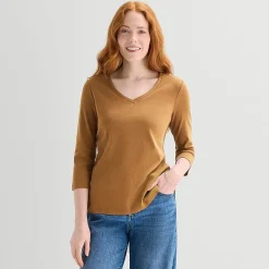 St. John's Bay Womens Tall Crew Neck 3/4 Sleeve T-Shirt