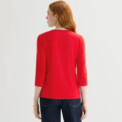 St. John's Bay Womens Tall Crew Neck 3/4 Sleeve T-Shirt