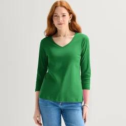 St. John's Bay Womens Tall Crew Neck 3/4 Sleeve T-Shirt