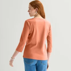 St. John's Bay Womens Tall Crew Neck 3/4 Sleeve T-Shirt