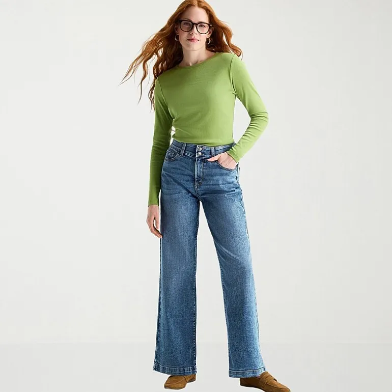 St. John's Bay Womens Tall High Rise Wide Leg Jean