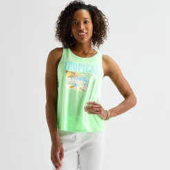 St. John's Bay Womens Tall Round Neck Sleeveless Tank Top