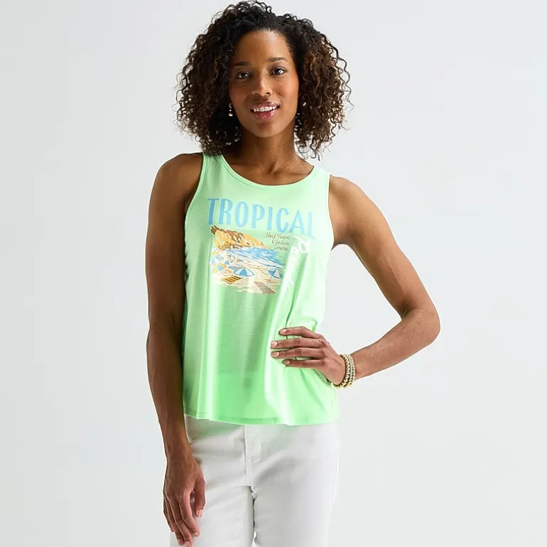 St. John's Bay Womens Tall Round Neck Sleeveless Tank Top